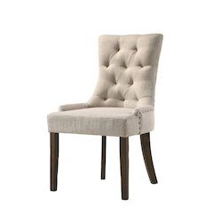 Farren Side Chair (Set-2) Beige Fabric & Weathered Oak