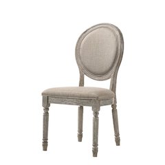 Faustine Side Chair (Set-2) Tan Fabric & Salvaged Light Oak