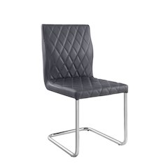 Ansonia Side Chair (Set-2) Gray Synthetic Leather & Chrome