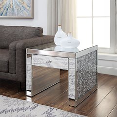 Noralie End Table Mirrored & Faux Diamonds