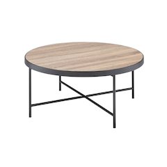 Bage Coffee Table Weathered Gray Oak & Metal