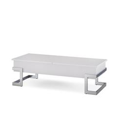 Calnan Coffee Table w/Lift Top, White & Chrome