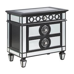 Varian II Nightstand Mirrored, Black & Silver