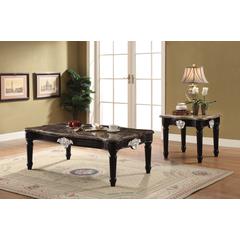 Ernestine End Table Natural Marble Top & Black