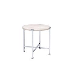 Brecon End Table White Oak & Chrome
