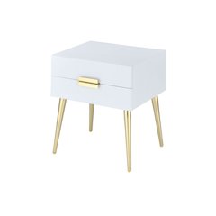 Denvor End Table White & Gold