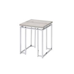 Chafik End Table Natural Oak & Chrome