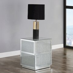 Noralie End Table Mirrored, Faux Diamonds