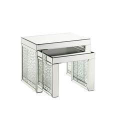 Nysa Accent Table Mirrored & Faux Crystals Inlay
