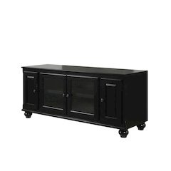 Black wood TV stand with spacious surface and modern design