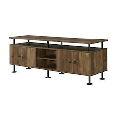 Rustic Oak, Black Finish TV Stand, Industrial Style, Multi-Color Design