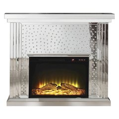 Nysa Fireplace Mirrored & Faux Crystals