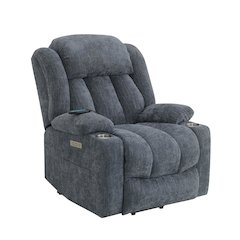 Omarion Power Recliner w/Lift, Heating & Massage, Blue Velvet