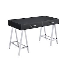 Coleen Writing Desk Black High Gloss & Chrome