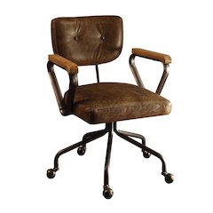 Hallie Swivel Office Chair Vintage Whiskey Top Grain Leather