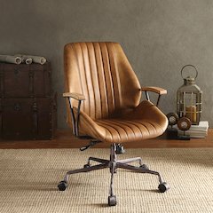 Hamilton Swivel Office Chair Coffee Top Grain Leather