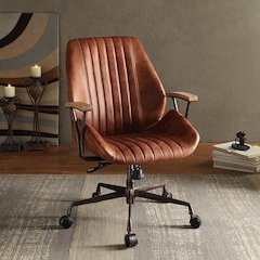 Hamilton Swivel Office Chair Cocoa Top Grain Leather
