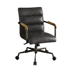 Harith Swivel Office Chair Antique Slate Top Grain Leather