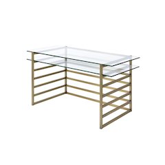 Shona Writing Desk Antique Gold & Clear Glass