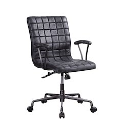 Barack Swivel Office Chair Vintage Black Top Grain Leather & Aluminum