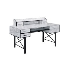 Safea Computer Desk Antique White & Black