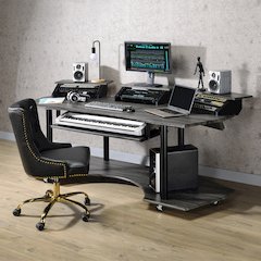 Eleazar 83" Music Studio Desk Black Oak