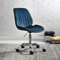 Muata Swivel Office Chair Twilight Blue Velvet & Chrome