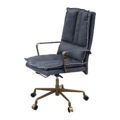 Tinzud Swivel Office Chair Gray Leather