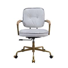 Siecross Swivel Office Chair Vintage White Top Grain Leather