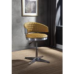 Brancaster Adjustable Stool w/Swivel Turmeric Top Grain Leather & Chrome