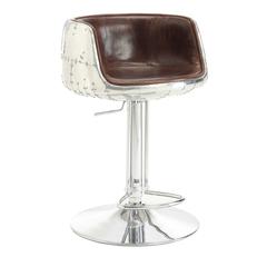 Brancaster Adjustable Stool w/Swivel Vintage Brown Top Grain Leather & Aluminum