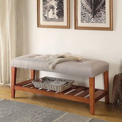 Charla Bench Light Gray & Oak