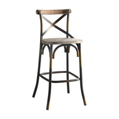 Zaire Bar Chair (1Pc), Antique Copper & Antique Oak, 29" Seat Height