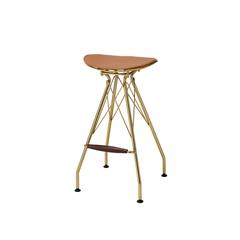Dragea Bar Stool (Set-2) Whiskey Synthetic Leather & Gold