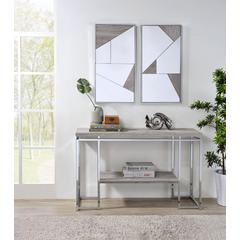 Chafik Sofa Table Natural Oak & Chrome