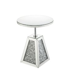 Noralie Accent Table Mirrored & Faux Diamonds