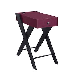 Fierce Accent Table w/USB Port Burgundy & Black