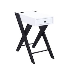 Fierce Accent Table w/USB Port White & Black