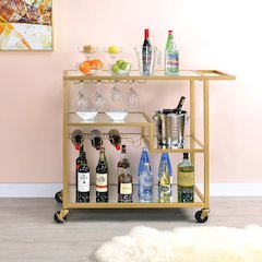 Adamsen Serving Cart Champagne & Mirror