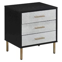 Black Modern Nightstand with Metallic Finishes and Sleek Design