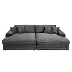 Hilde Sectional Sofa w/4 Pillows, Gray Velvet