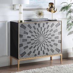 Quilla Console Table Black, Gray & Brass