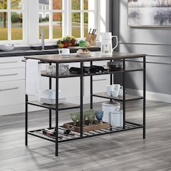 Lona Kitchen Island Rustic Oak & Black