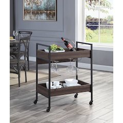 Jerrick Serving Cart Walnut & Black