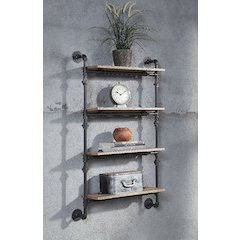 Brantley Wall Rack w/4 Shelves Oak & Sandy Black