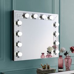 Noralie Accent Mirror Mirrored & Faux Diamonds