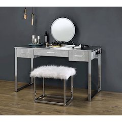 Myles Vanity Set w/USB Port Antique White & Chrome