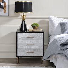Myles Nightstand Black, Silver & Gold