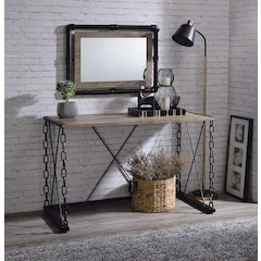 Jodie Console Table(Same 92248) Rustic Oak & Antique Black