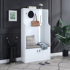 Buck II Hall Tree White High Gloss